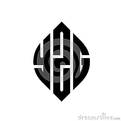 YZG circle letter logo design with circle and ellipse shape. YZG ellipse letters with typographic style. The three initials form a Vector Illustration