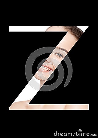 Z letter beauty makeup girl creative fashion font Stock Photo