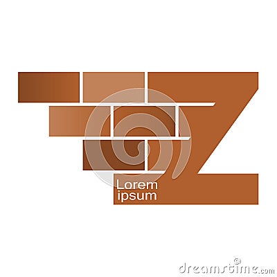 Z letter Logo, brick wall logo design with place for your data. Vector Illustration