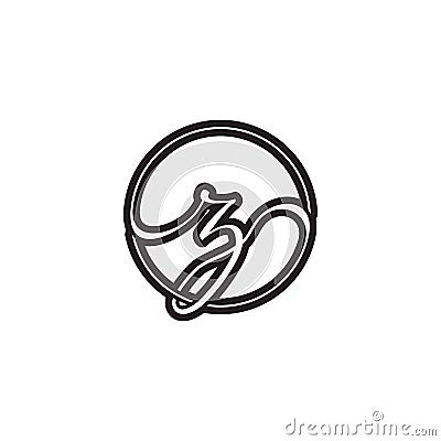 Z letter script circle logo design vector Vector Illustration