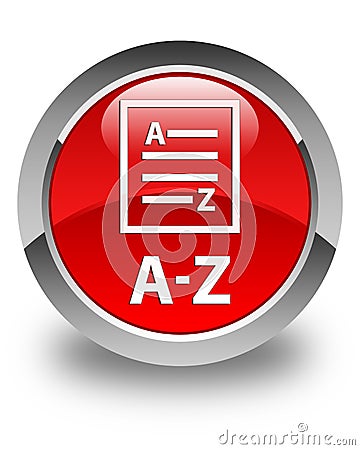 A-Z (list page icon) glossy red round button Cartoon Illustration