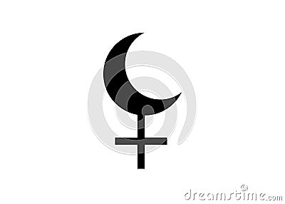 Astrology Alphabet, Lilith Black Moon, false fictive moon, apogee point of lunar orbit empty focus. Hieroglyphics character sign, Vector Illustration