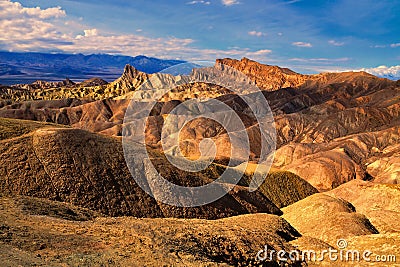 Zabriskie Point at sunset, Death Valley National Park, California Stock Photo