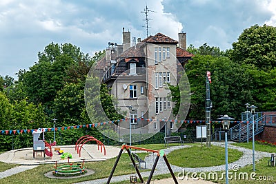 Zabrze, Poland - June 19, 2023: Park 12C in Zabrze near Queen Luiza Adit. Educational zone and playground. Playground toys Editorial Stock Photo