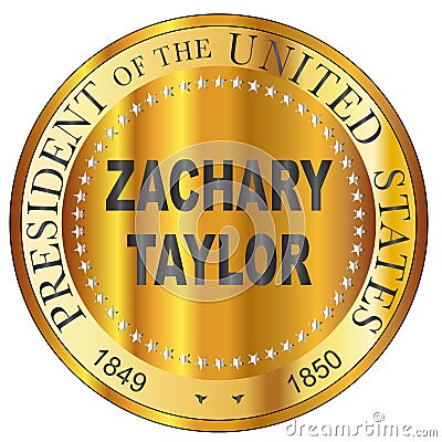 Zachary Taylor Gold Metal Stamp Vector Illustration