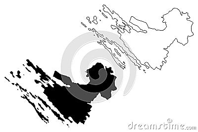 Zadar County Counties of Croatia, Republic of Croatia map vector illustration, scribble sketch Zadar Dugi otok, Ugljan, Pasman Vector Illustration