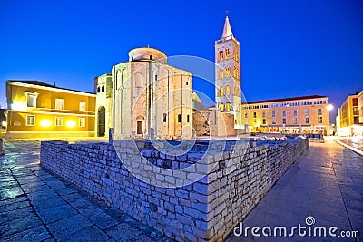 Zadar historic square and church evening view Stock Photo