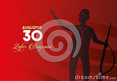 Zafer bayrami celebration with soldier figure and rifle Vector Illustration