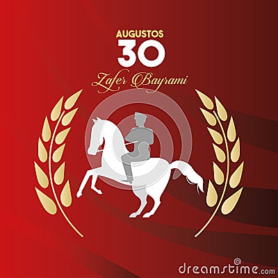 Zafer bayrami celebration with soldier in horse Vector Illustration