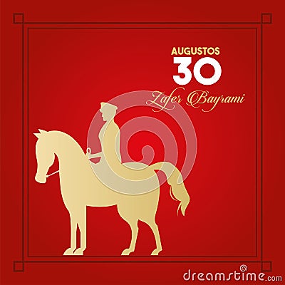 Zafer bayrami celebration with soldier in horse Vector Illustration