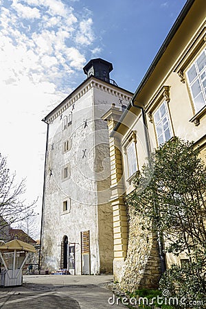 Watch Tower named KULA LOTRSCAK guarding the Upper Town of Zagreb 0224 Editorial Stock Photo