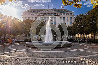 Sunset over the luxury Esplanade Hotel in downtown Zagreb Editorial Stock Photo