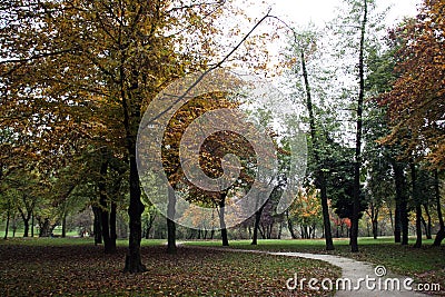 Zagreb`s park and lake Bundek by autumn,Croatia,7 Stock Photo