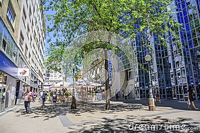 Zagreb streets on a weekday during the daytime in the summer. City of Zagreb is the capital of Croatia. Editorial Stock Photo