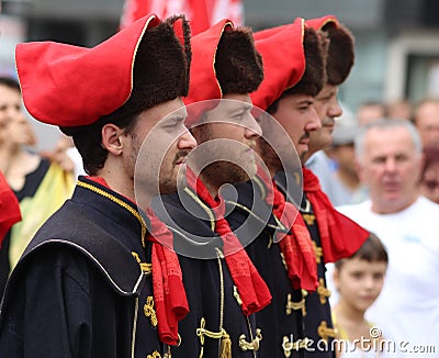 Zagreb Tourist Attraction / Cravat Regiment / Aligned Editorial Stock Photo