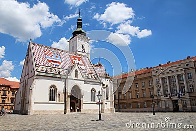 Zagreb Tourist Attraction / St. Mark's Church Editorial Stock Photo