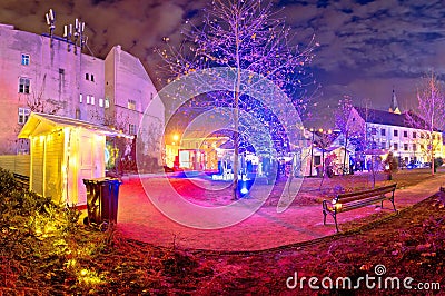 Zagreb upper town christmas market evening view Stock Photo