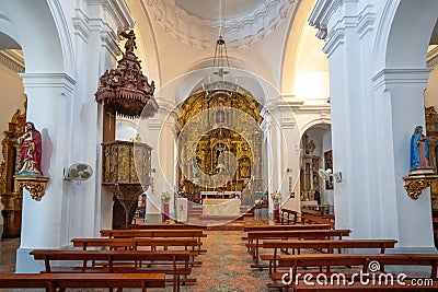 Santa Maria de la Mesa Church Interior - Zahara de la Sierra, Andalusia, Spain Editorial Stock Photo