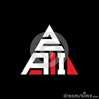 ZAI triangle letter logo design with triangle shape. ZAI triangle logo design monogram. ZAI triangle vector logo template with red Vector Illustration