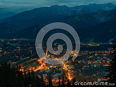 Zakopane at night Stock Photo