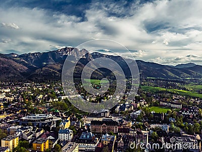 Zakopane Poland, Aerial panorama photography. Poland mountains Tatry Stock Photo