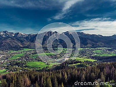 Zakopane Poland, Aerial panorama photography. Poland mountains Tatry Stock Photo