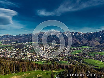 Zakopane Poland, Aerial panorama photography. Poland mountains Tatry Stock Photo