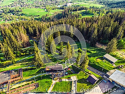 Zakopane Poland, Gubalowka, Aerial panorama photography. Poland mountains Tatry Editorial Stock Photo