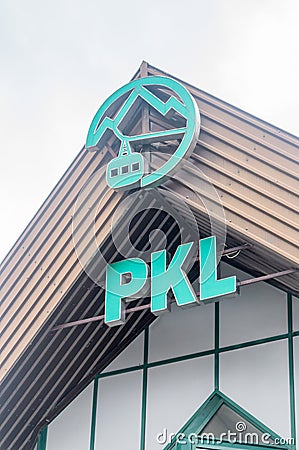 Logo and inscription PKL of Polish Cable Railways Editorial Stock Photo