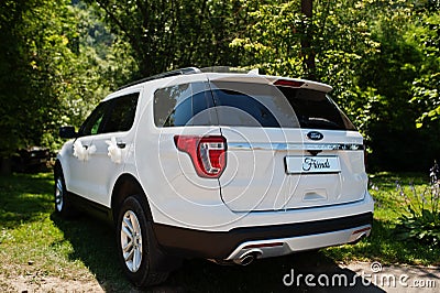 Zalischyky, Ukraine - Jule 12, 2021: Ford Explorer with Friends license plates at wedding cortege Editorial Stock Photo