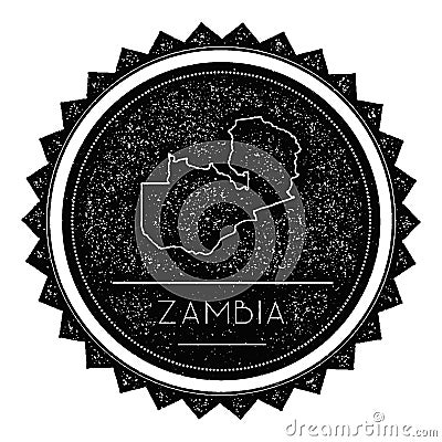 Zambia Map Label with Retro Vintage Styled Design. Vector Illustration