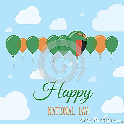 Zambia National Day Flat Patriotic Poster. Vector Illustration