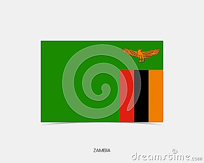 Zambia Rectangle flag icon with shadow Vector Illustration