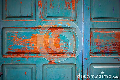 Zamora wooden door textures in Spain Stock Photo