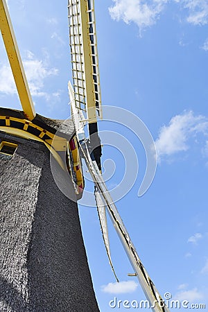 Zand, Netherlands. May 2023. Details of an original Dutch windmill Editorial Stock Photo