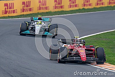Carlos Sainz with Lewis Hamilton During the Formula 1 Dutch Grand Prix Editorial Stock Photo