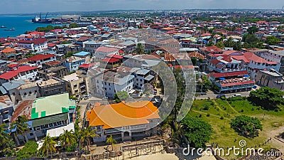 Zanzibar Stone Town coastline aerial view Tanzania Stock Photo