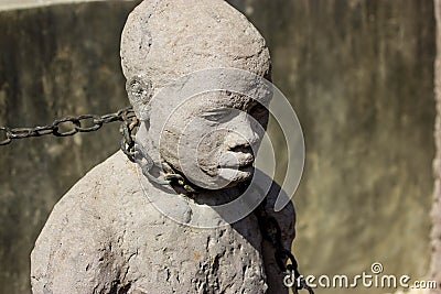 Zanzibar, Stone town. Monument haggard servants. Stock Photo