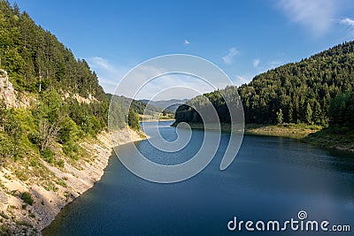 Zaovine Lake is located on the southern slopes of the Tara Mountain. Stock Photo