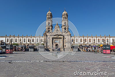 Zapopan, Jalisco Mexico. January 7, 2023. Esplanade at entrance to sanctuary of the Basilica Editorial Stock Photo