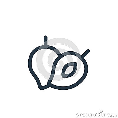 zapote vector icon isolated on white background. Outline, thin line zapote icon for website design and mobile, app development. Vector Illustration