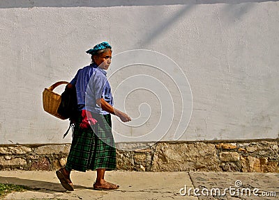 Zapotec Native Woman with Shopping Bag Editorial Stock Photo