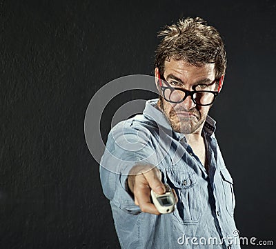 Zapping Man Stock Photo