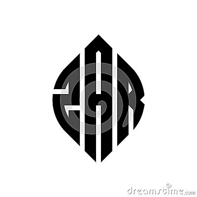 ZAR circle letter logo design with circle and ellipse shape. ZAR ellipse letters with typographic style. The three initials form a Vector Illustration