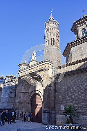 Zaragoza, Spain - St. Pablo Church and its Mudejar Steeple, San Pablo quarter, Saragossa Zaragoza, Aragon, Spain Editorial Stock Photo