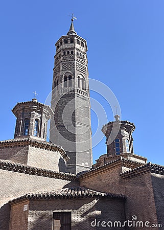 Zaragoza, Spain - St. Pablo Church and it`s Mudejar Steeple, San Pablo quarter, Saragossa Zaragoza, Aragon, Spain Editorial Stock Photo