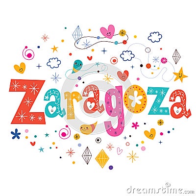 Zaragoza text typography lettering design Vector Illustration