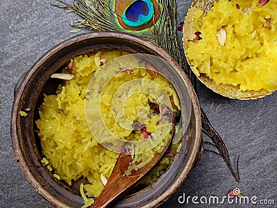 Zarda Pulao or sweet rice or Meethe Chawal Stock Photo