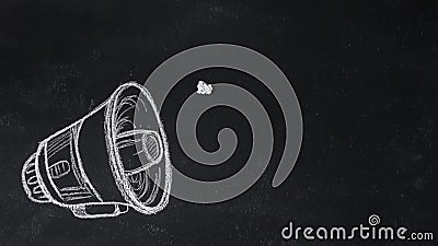 Zatrzymuje ruchu rysunkowego megafon na czarnym chalkboard Papierowa literowanie imitaci wiadomość ilustracja wektor Zatrzymuje ruchu rysunkowego megafon na czarnym chalkboard Papierowa literowanie imitaci wiadomość ilustracja wektor
