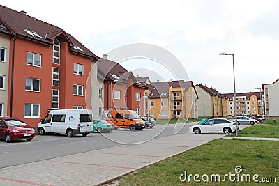 Zavar, Slovakia - April, 2011: living houses around street. Editorial Stock Photo